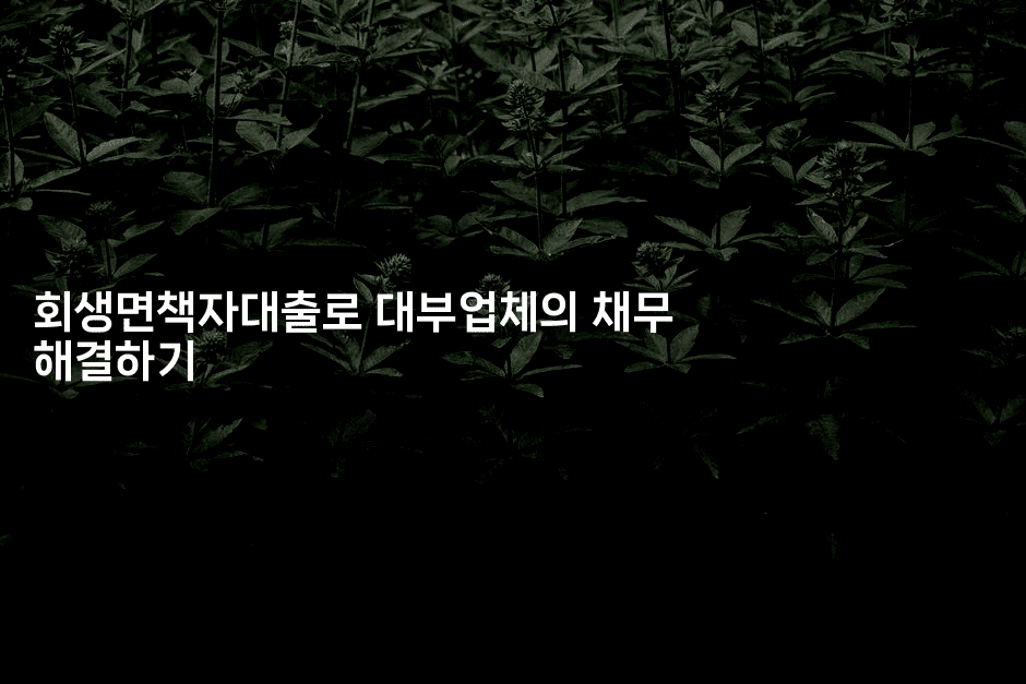 회생면책자대출로 대부업체의 채무 해결하기-똑똑경영